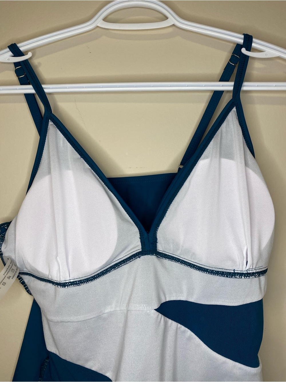 One Piece Swimsuit with Mesh Accents in Teal Blue - Picture 6 of 8